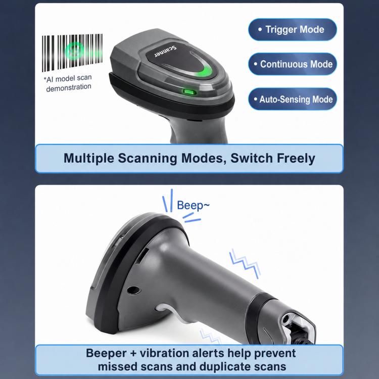 Scanner di codici a barre 2D wireless Bluetooth Yokoscan BWHS28 AiPro 2.4G per supermercati, logistica e magazzini., No Base, With Base