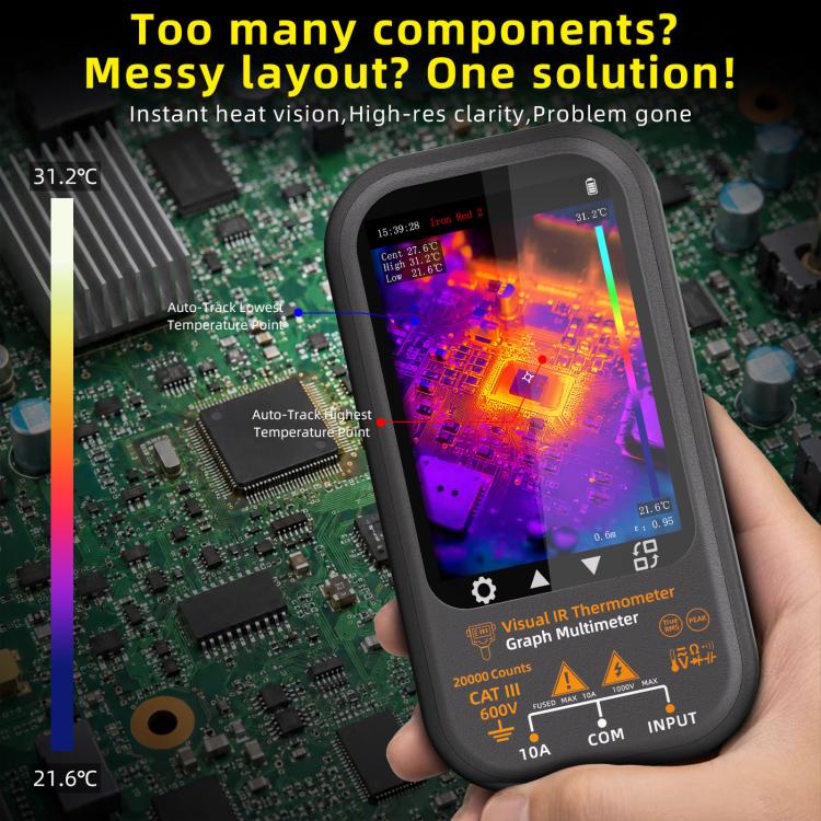 Multimetro a infrarossi HD touchscreen BSIDE SH8 2 in 1 con termocamera e display touchscreen., SH8