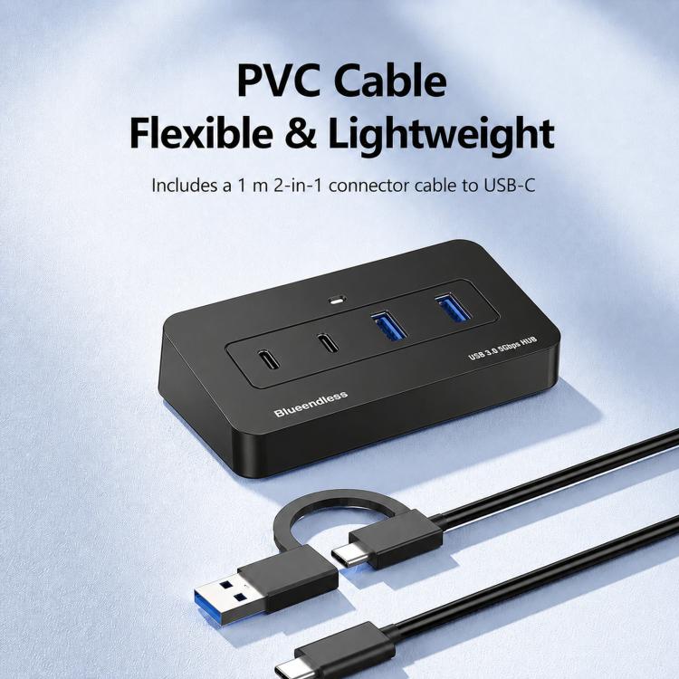 Hub USB 3.0 a 4 porte Blueendless con 2 USB-A e 2 USB-C 1m 2-in-1 Cable
