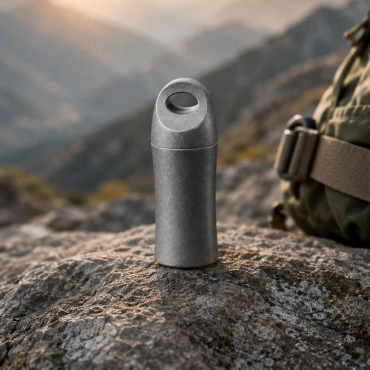 Scatola porta medicinali portatile EDC in titanio puro, impermeabile e sigillata, per uso esterno., Polished, Stonewashed