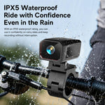 Telecamera da cruscotto per moto D8, impermeabile IPX5, con risoluzione 2K e controllo tramite app Wi-Fi.