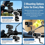 Telecamera da cruscotto per moto D8, impermeabile IPX5, con risoluzione 2K e controllo tramite app Wi-Fi.