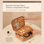 Borsa da viaggio per il trucco, organizer per cosmetici con divisori regolabili e scomparti porta pennelli., Single Layer Black, Single Layer Pink, Single Layer Brown, Single Layer Beige, Double Layer Black, Double Layer Pink, Double Layer Brown