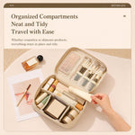 Borsa da viaggio per il trucco, organizer per cosmetici con divisori regolabili e scomparti porta pennelli., Single Layer Black, Single Layer Pink, Single Layer Brown, Single Layer Beige, Double Layer Black, Double Layer Pink, Double Layer Brown