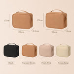 Borsa da viaggio per il trucco, organizer per cosmetici con divisori regolabili e scomparti porta pennelli., Single Layer Black, Single Layer Pink, Single Layer Brown, Single Layer Beige, Double Layer Black, Double Layer Pink, Double Layer Brown