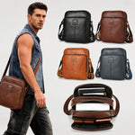 Borsa a tracolla da uomo in vera pelle BULL CAPTAIN, modello vintage con molteplici tasche.