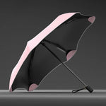 Ombrello pieghevole OLYCAT a tre sezioni con rivestimento nero, manuale, ideale per sole e pioggia.