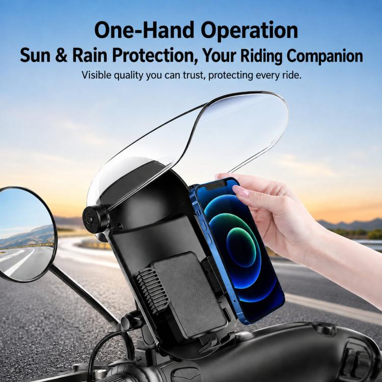 Supporto per telefono da moto e scooter elettrico con parasole e copertura antipioggia., ZYM-MT, ZYM-MTC, ZYM-MTH, ZYM-MTHC, ZYM-DC