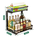 Organizzatore sottolavello regolabile in altezza con mobiletto scorrevole e cassetto portaoggetti.