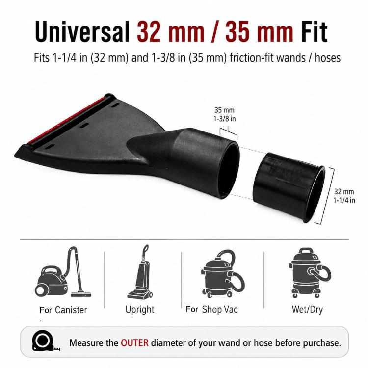 Accessorio universale per aspirapolvere, bocchetta di aspirazione piatta e larga per divani, compatibile con tubi da 32 mm e 35 mm.