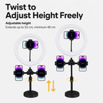 Supporto da tavolo per live streaming con luce ad anello USB - immagine 6