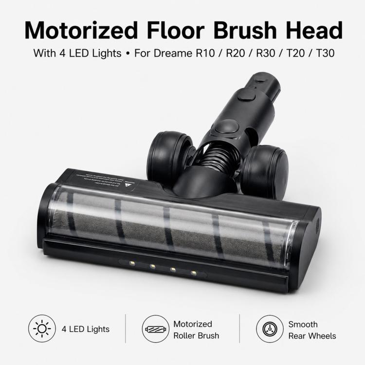 Spazzola motorizzata per pavimenti con luci LED per aspirapolvere Dreame R10 / R20 / R30 / T20 / T30 Z6 con rullo morbido, Z6 Brush Head (Deep Grey), Z6 Brush Head (White)