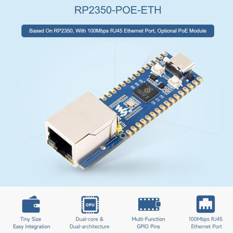 Scheda di sviluppo Waveshare RP2350A dual-core con Ethernet W6300 - immagine 5