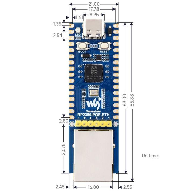 Scheda di sviluppo Waveshare RP2350A dual-core con Ethernet W6300 - immagine 13