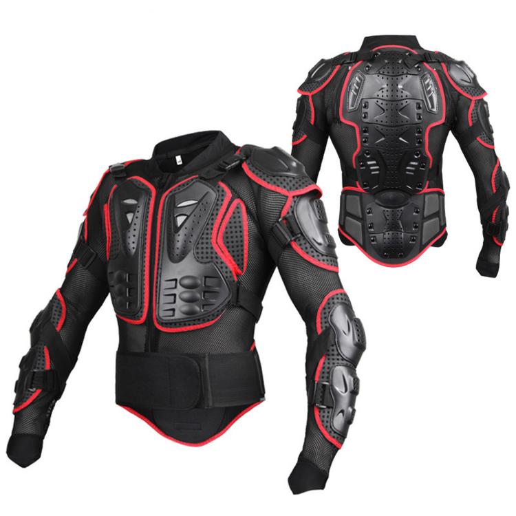 Giacca protettiva integrale per motociclisti con paraschiena rimovibile., S, M, L, XL, XXL, XXXL, 4XL