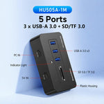 Hub Blueendless a 5 porte con 3 porte USB 3.0 e lettore schede SD/TF con cavo 2