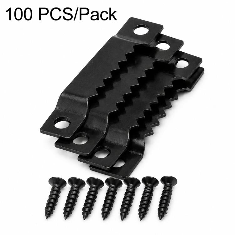 Kit di 100 ganci a dente di sega per appendere quadri, in metallo, da 1,5 pollici.