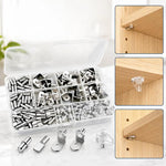 Kit di 112 perni per mensole in metallo e plastica trasparente, 5 stili assortiti, con scatola organizer., 112 PCS/Box Silver