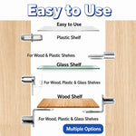 Kit di 112 perni per mensole in metallo e plastica trasparente, 5 stili assortiti, con scatola organizer., 112 PCS/Box Silver