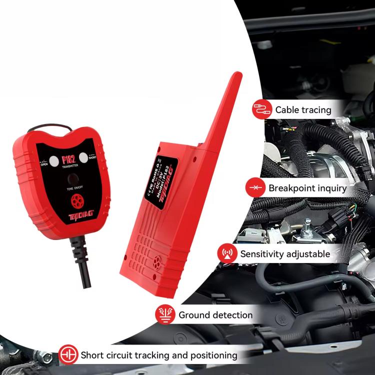 TopDiag P182 Strumento per la ricerca di cortocircuiti e circuiti aperti in ambito automobilistico, localizzatore di punti di interruzione dei cavi per auto e camion con sonde