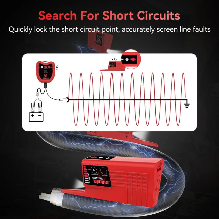 TopDiag P182 Strumento per la ricerca di cortocircuiti e circuiti aperti in ambito automobilistico, localizzatore di punti di interruzione dei cavi per auto e camion con sonde