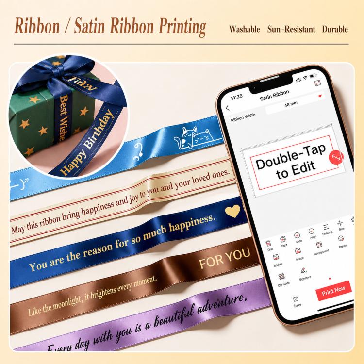 Carta per etichette e nastro da 12 mm per stampante, Blue Ribbon, Brown Ribbon, Beige Ribbon, Pink Ribbon, White Background Black Text, White Background Red Text, White Background Gold Text, White Background Blue Text, Black Background Gold Text       ...