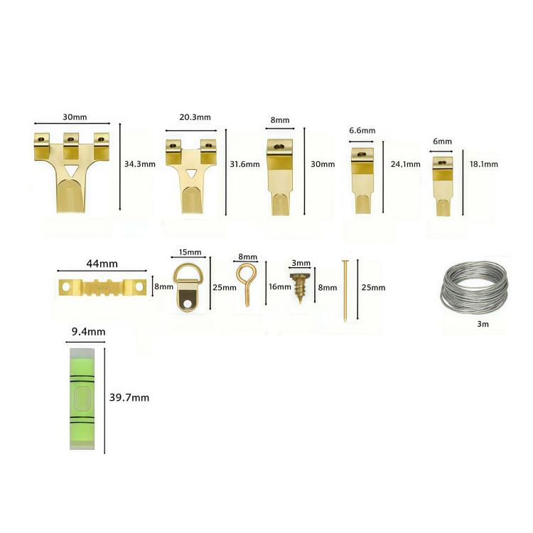 Kit per appendere quadri da 250 pezzi/scatola, ganci per cornici resistenti con viti e filo metallico., 250 PCS/Box