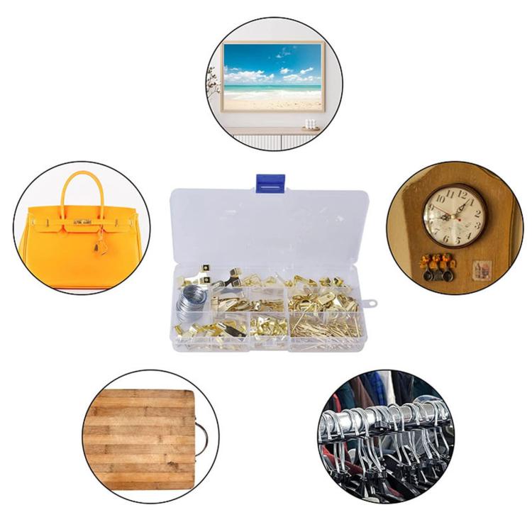 Kit per appendere quadri da 250 pezzi/scatola, ganci per cornici resistenti con viti e filo metallico., 250 PCS/Box