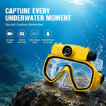 Videocamera d'azione HD FSD191 con occhialini da immersione 15M e connettività Wi-Fi per snorkeling, nuoto, foto e video.