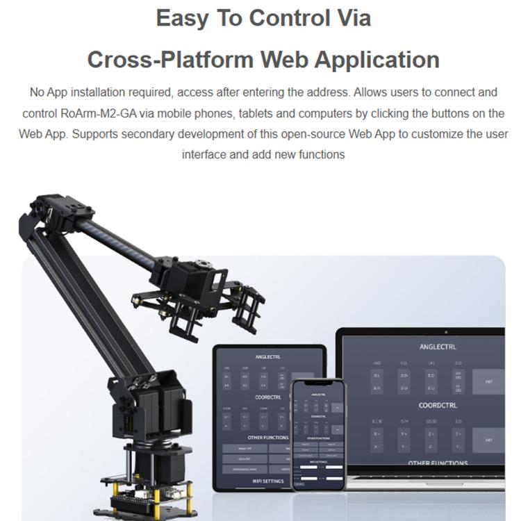 Braccio robotico desktop 3+1 DOF con controllo wireless e base rotante 360°