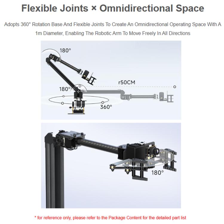 Braccio robotico desktop 3+1 DOF con controllo wireless e base rotante 360°