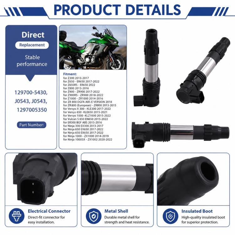 Bobina di accensione per moto Kawasaki 129700-5430 / 07T2214130 / J0543 / 21171-0033
