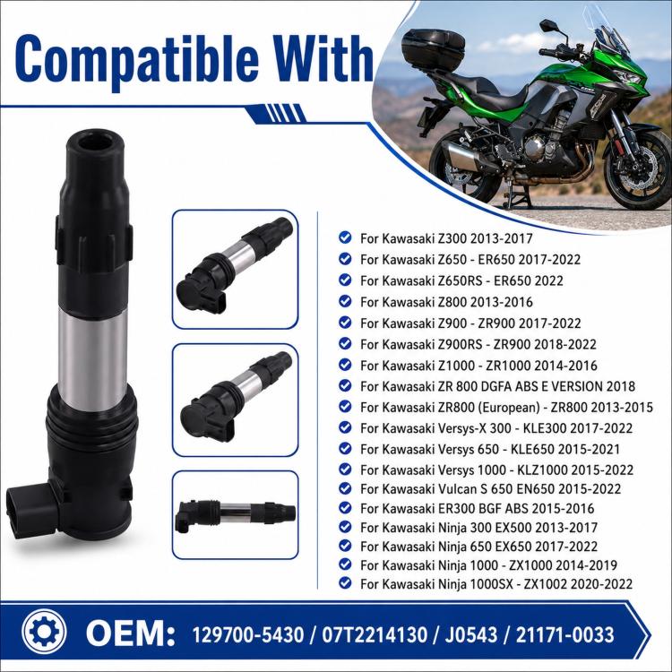 Bobina di accensione per moto Kawasaki 129700-5430 / 07T2214130 / J0543 / 21171-0033