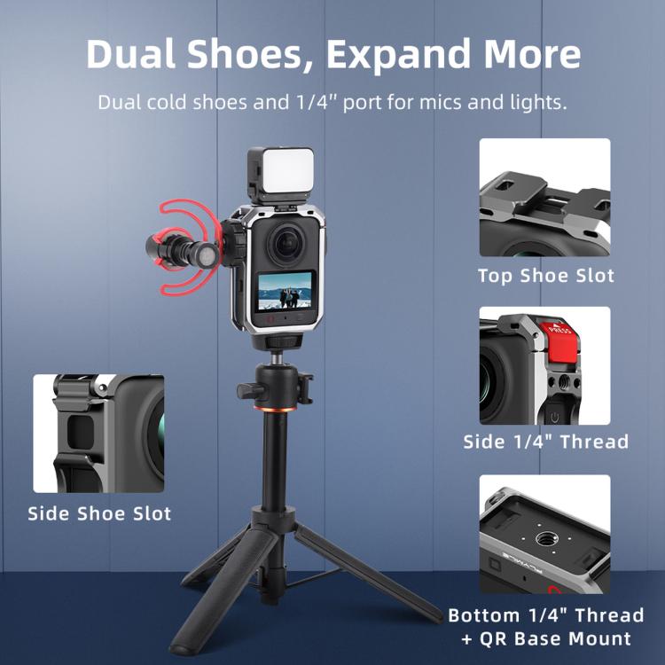 Gabbia protettiva per fotocamera DJI Osmo 360 II con copriobiettivo