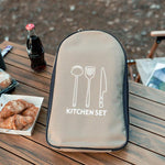 Set di 8 utensili da cucina da campeggio AOTU AT6413, portatili, in acciaio inossidabile, con custodia.