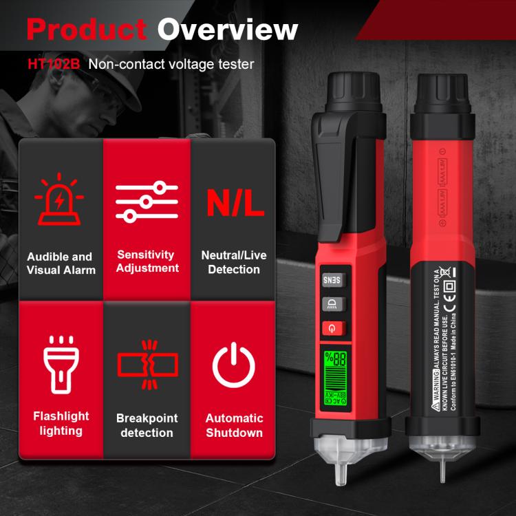 Penna tester di tensione digitale senza contatto HABOTEST 12V-1000V CA HT102B