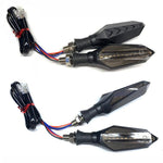 1 coppia di indicatori di direzione sequenziali a LED per moto con freccia DRL, indicatori di direzione ambra a flusso continuo su entrambi i lati.