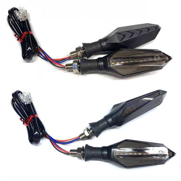 1 coppia di indicatori di direzione sequenziali a LED per moto con freccia DRL, indicatori di direzione ambra a flusso continuo su entrambi i lati.