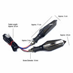 1 coppia di indicatori di direzione sequenziali a LED per moto con freccia DRL, indicatori di direzione ambra a flusso continuo su entrambi i lati.