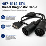Cavo diagnostico ET4 per autocarri diesel, codice 457-6114, per interfacce Caterpillar/Cummins/Deutsch.