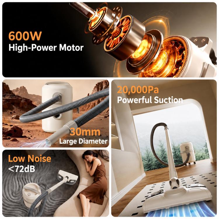 Aspirapolvere a bidone con funzione lavapavimenti 600W 20KPa con filo, UK Plug, US Plug, EU Plug