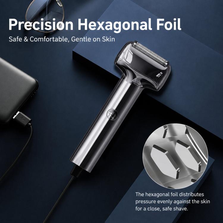 Rasoio elettrico da uomo T9 con lamina, portatile, ricaricabile, senza fili, ideale per i viaggi., Silver Gray