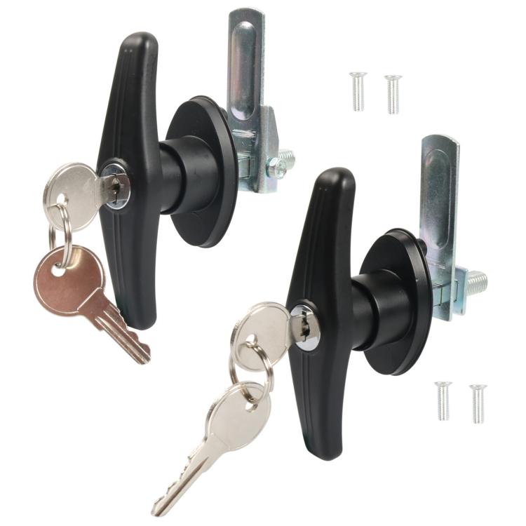 Serratura per cassetta degli attrezzi con maniglia a T in lega di zinco, per camper e auto., Black Left-opening, Black Right-opening, Bright Chrome Left-opening, Bright Chrome Right-opening