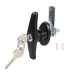 Serratura per cassetta degli attrezzi con maniglia a T in lega di zinco, per camper e auto., Black Left-opening, Black Right-opening, Bright Chrome Left-opening, Bright Chrome Right-opening