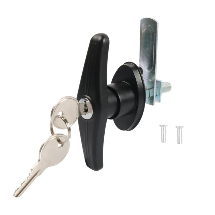 Serratura per cassetta degli attrezzi con maniglia a T in lega di zinco, per camper e auto., Black Left-opening, Black Right-opening, Bright Chrome Left-opening, Bright Chrome Right-opening