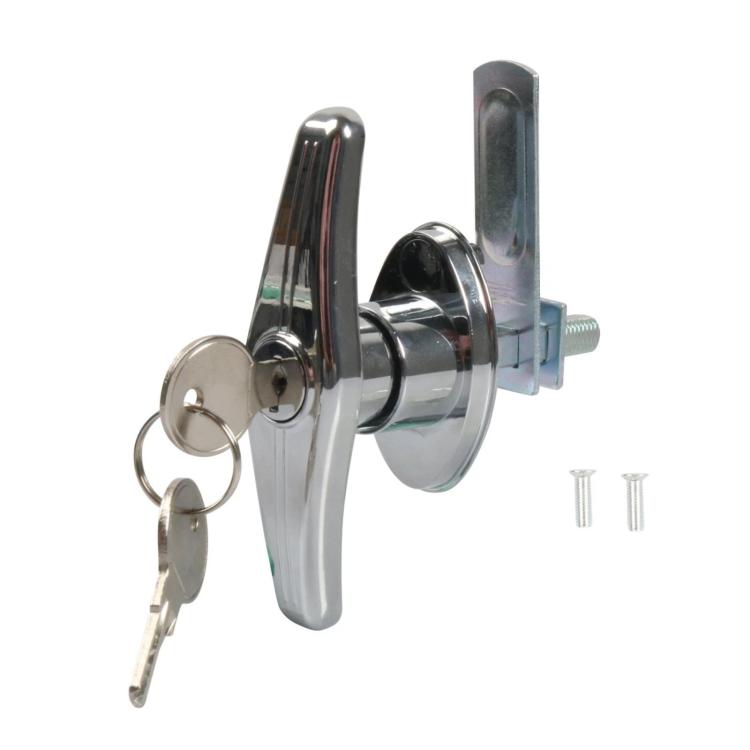Serratura per cassetta degli attrezzi con maniglia a T in lega di zinco, per camper e auto., Black Left-opening, Black Right-opening, Bright Chrome Left-opening, Bright Chrome Right-opening