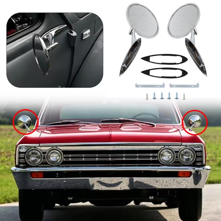 Coppia di specchietti retrovisori esterni in stile retrò per auto d'epoca, hot rod, muscle car e camion vintage.