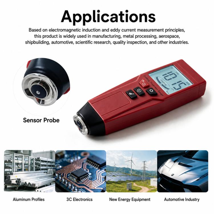 Misuratore digitale spessore vernice Fe & NFe 0-1500 µm con riconoscimento