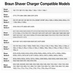 Cavo di alimentazione con caricabatterie da 12 V 0,4 A con spina USA per rasoi Braun serie 3 / 5 / 7 / 8 / 9, US Plug
