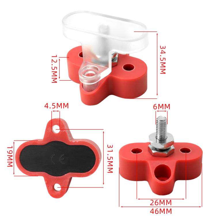 Terminali per auto e yacht da 48 V per impieghi gravosi con coperchio trasparente, M6 Red Single Stud, M6 Black Single Stud, M6 Red Double Stud, M6 Black Double Stud, M6 Red Double Stud with Washer, M6 Black Double Stud with Washer, M8 Red Single Stud ...